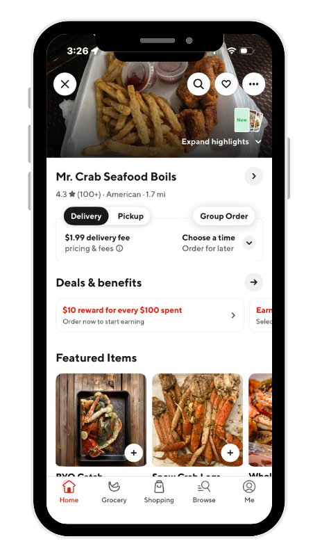 Order Mr. Crab on Doordash