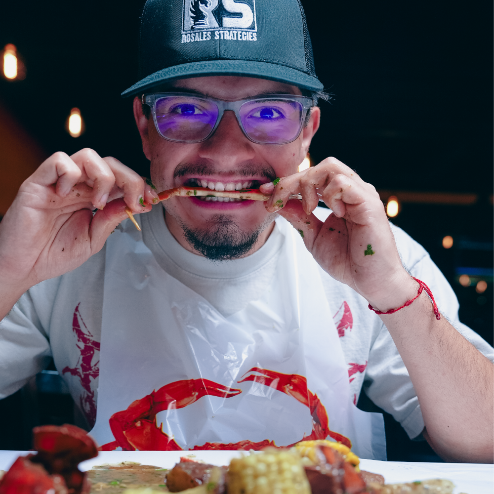 Eating crab for Mr. Crabs all you can eat special